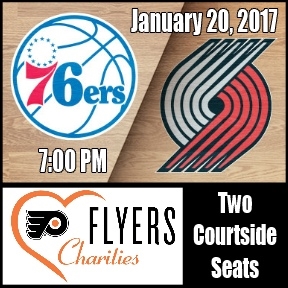 Philadelphia 76ers - January 20, 2017 - 76ers vs. Portland Trailblazers - Two Courtside Seats, Parking, Buffet - Wells Fargo Center